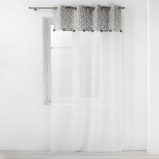 Panneau a oeillets 140 x 240 cm voile sable+top imp met+pompon vilanelle Sans