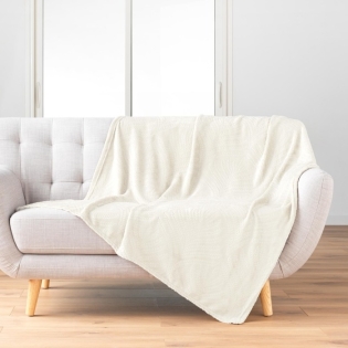 Plaid 125 x 150 cm flanelle relief unie nelia Naturel