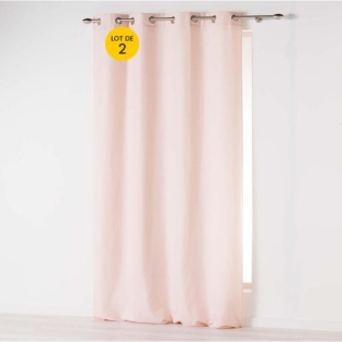 Lot de 2 Rideaux uni 140x 260 cm Absolu en microfibre Rose