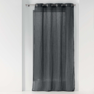 Voilage a oeillets 140 x 240 cm effet lin tissé Zazy Anthracite