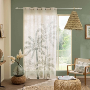 Rideau a oeillets 140 x 260 cm polyester/lin imprime palmea  des. place Vert