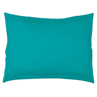 Taie d'oreiller volant plat 50 x 70 cm uni 57 fils lina  + point bourdon Outremer