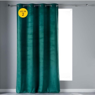 Lot de 2  Rideaux tamisant 140 x 240 cm velours doux Velvetine Pétrole