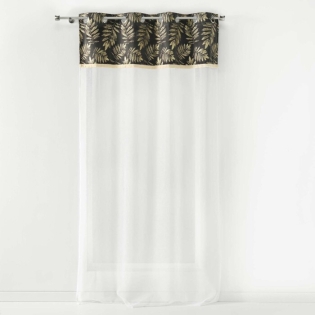 Panneau a oeillets 140 x 240 cm voile sable+top imp. or+frange adelor Anthracite