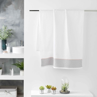 Drap de douche 70 x 130 cm éponge unie jacquard Belina Blanc