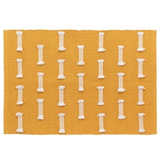Tapis rectangle 50 x 80 cm coton tisse uni+fils coupes juline Jaune