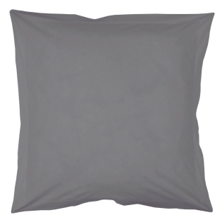 Taie d'oreiller volant plat 63 x 63 cm uni 57 fils lina  + pt bourdon Gris souris
