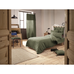 Pack Parure de couette 140x200 cm + Drap housse 90x190 + 1 taie Gaze de coton Bio Romarin