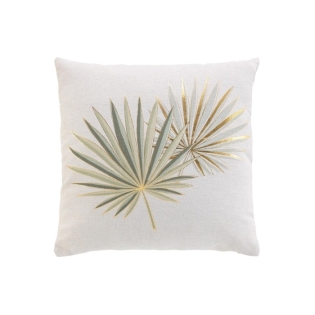 Coussin dehous. compresse 45 x 45 cm polycoton imp. metal. lotus  des. place Vert
