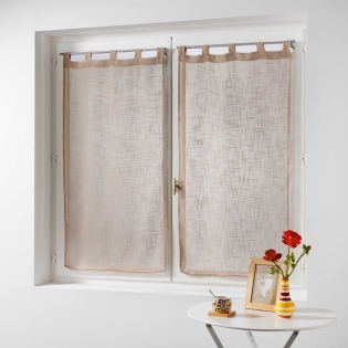 Paire droite passants 2 x 60 x 120 cm effet lin tisse haltona Noisette