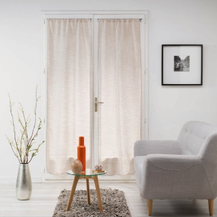Paire droite passe tringle 2 x 70 x 200 cm voile tisse milza Beige