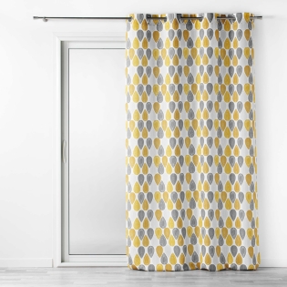 Lot de 2 rideaux  tamisant a oeillets 140 x 260 cm polyester Palpito Jaune/Blanc