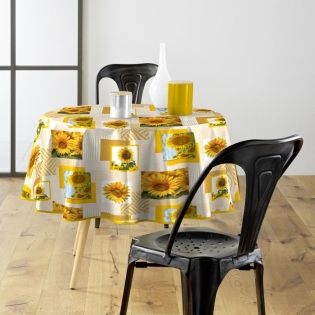 Nappe ronde (0) 160 cm pvc photoprint sunflower Sans