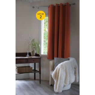 Lot de 2 Rideaux luxe occultant + isolant phonique polaire L140 x H180 cm Inuit Terracotta