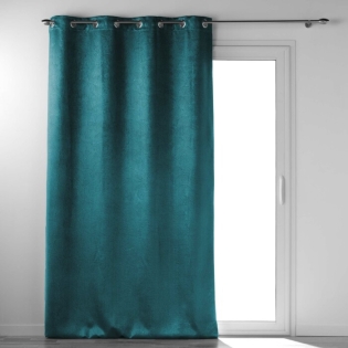 Rideau a oeillets 135 x 240 cm occultant velours frappé Anthea Pétrole