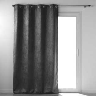 Rideau grande hauteur 135 x 280 cm occultant velours frappé Melodie Anthracite