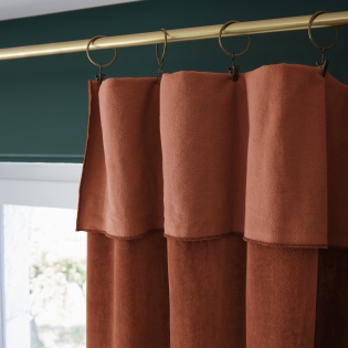Rideau ajustable + 8 anneaux pince  140 x 270 cm velours de coton césar terracotta Orange