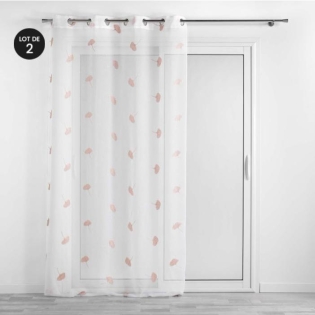 Voilage 140 x 240 cm brodé Ariella Blanc/Rose