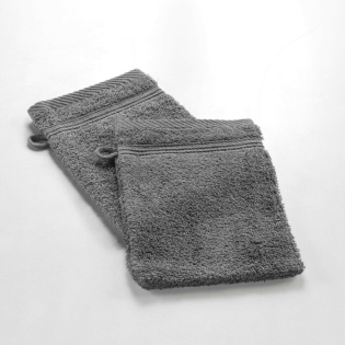 2 gants de toilette 15 x 21 cm eponge unie tendresse Anthracite