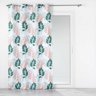 Rideau a oeillets 140 x 280 cm polyester imprime belline Blanc/emeraude
