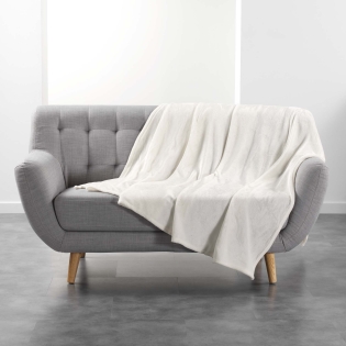 Plaid  ultra doux 180 x 220 cm – Flanelle Unie Flanou Naturel