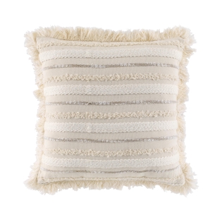 Coussin déhoussable avec franges – 40 x 40 cm – Coton tissé Atlas Naturel