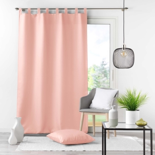 Rideau à passants 140x260 cm – uni rose poudré – polyester Essentiel