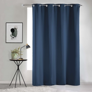 Rideau Occultant Grande Hauteur 135 x 280 cm – Uni Bleu Marine – À Œillets