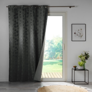 Rideau à œillets 140 x 260 cm – 100% Occultant Jacquard Lunella Anthracite