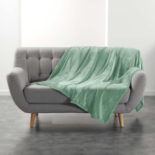 Plaid  ultra doux 180 x 220 cm – Flanelle Unie Flanou Sauge