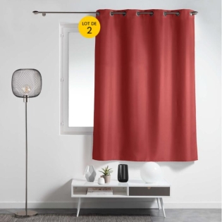 Lot de 2 rideaux à œillets petite hauteur 140 x 180 cm – Polyester Epure– Grenade
