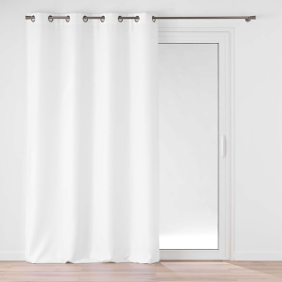 Rideau à œillets 140 x 260 cm – Polyester uni Soline – Blanc