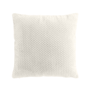 Coussin Déco 45x45 cm – Flanelle Relief Unie – Déhoussable – Beige Naturel
