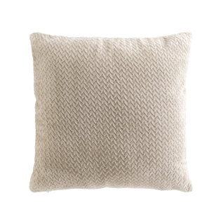 Coussin Déco 45x45 cm – Flanelle Relief Unie – Déhoussable – Beige 