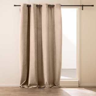 Rideau à œillets 140 x 260 cm – Bouclette unie WINONA – Coloris Sable