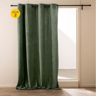 Lot de 2 rideaux tamisants à œillets 140 x 260 cm – Bouclette unie WINONY – Coloris Cèdre
