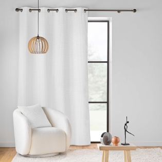  Rideau tamisant en velours relief 140 x 260 cm – Œillets – Modèle SWINGY Blanc