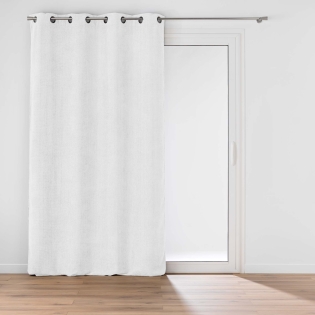 Rideau à œillets 140 x 260 cm en velours chenille Léo – Blanc