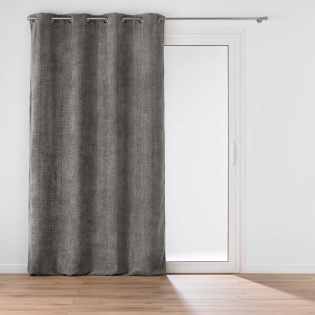 Rideau à œillets 140 x 260 cm en velours chenille Léo – Anthracite