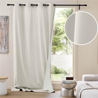 Rideau thermique à œillets 140 x 260 cm – Velours côtelé doublé polaire – Madison Naturel