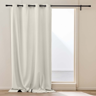 Rideau thermique à œillets 140 x 260 cm – Velours côtelé doublé polaire – Madison Naturel