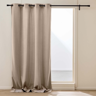 Rideau thermique à œillets 140 x 260 cm – Velours côtelé doublé polaire – Madison Noisette