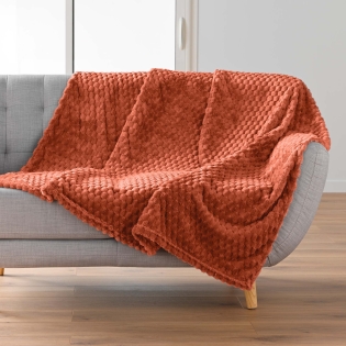 Plaid 125 x 150 cm – Flanelle Relief Unie Mini Frosty Terracotta