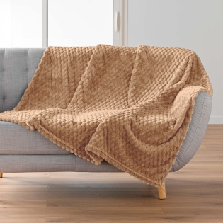 Plaid 125 x 150 cm – Flanelle Relief Unie Mini Frosty Camel