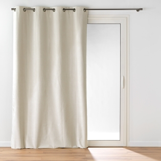 Rideau à œillets 140 x 260 cm – Velours relief Olympe Naturel – 100 % Occultant et Thermique