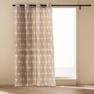 Rideau à œillets 140 x 240 cm – Polycoton métallisé doré – ONDINE Noir