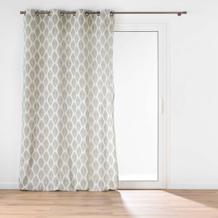  Rideau à œillets 140 x 240 cm – Polycoton imprimé métallisé – Modèle Maho Sauge
