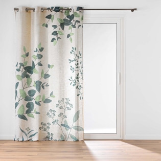 Rideau à Œillets 140 x 260 cm – Polyester/Lin Imprimé Dessin Placé BOTANICA