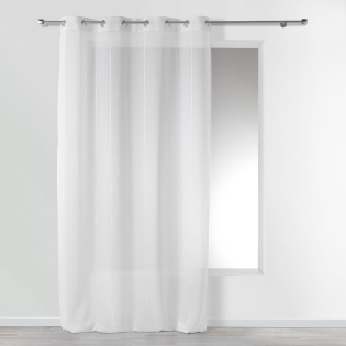 Panneau a oeillets 140 x 260 cm voile sable fils chenille linahe Blanc