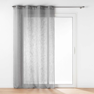 Voilage à œillets 140 x 240 cm – Effet lin tissé Haltona Gris